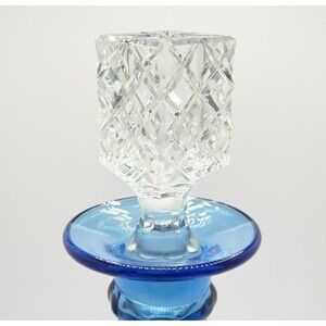 Vintage Cut Crystal Decorative Stopper Diamond Pattern Cube W/Star Top 7/8” Plug
